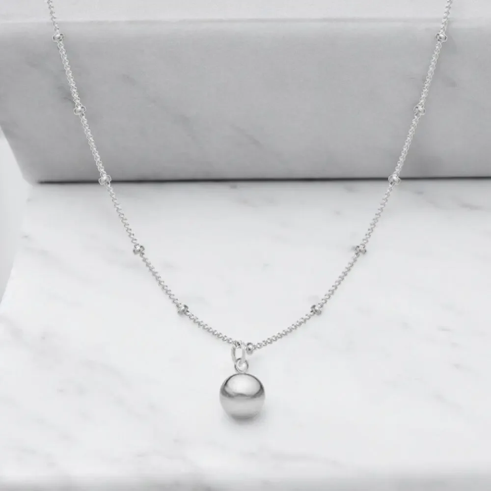 NEW 18K white gold plated beaded chain ball necklace jewelry gift B16A